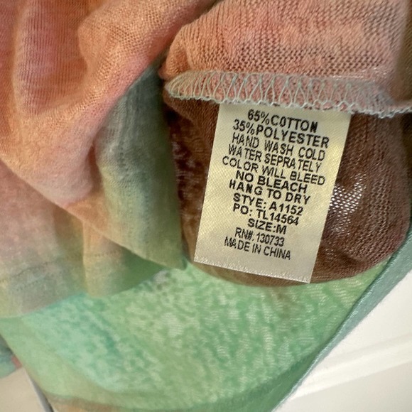 Umgee Size Medium Slouchy Pastel Ombre Tie Dye Drop Sleeve Top - Picture 3 of 4